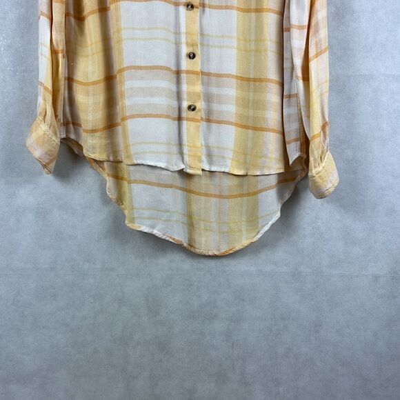 Topshop Yellow Plaid Front Pocket Button Up - Picture 5 of 10